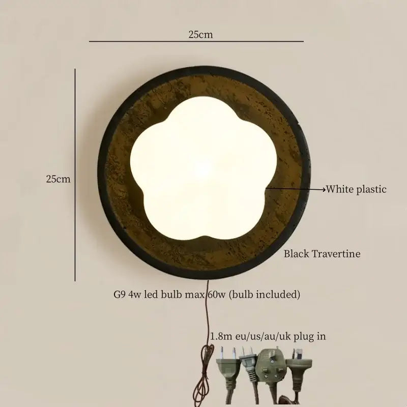 Black Travertine LED Sconce