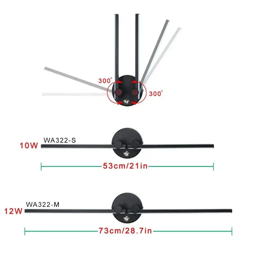 Black Double Arm Wall Light With Switch Option