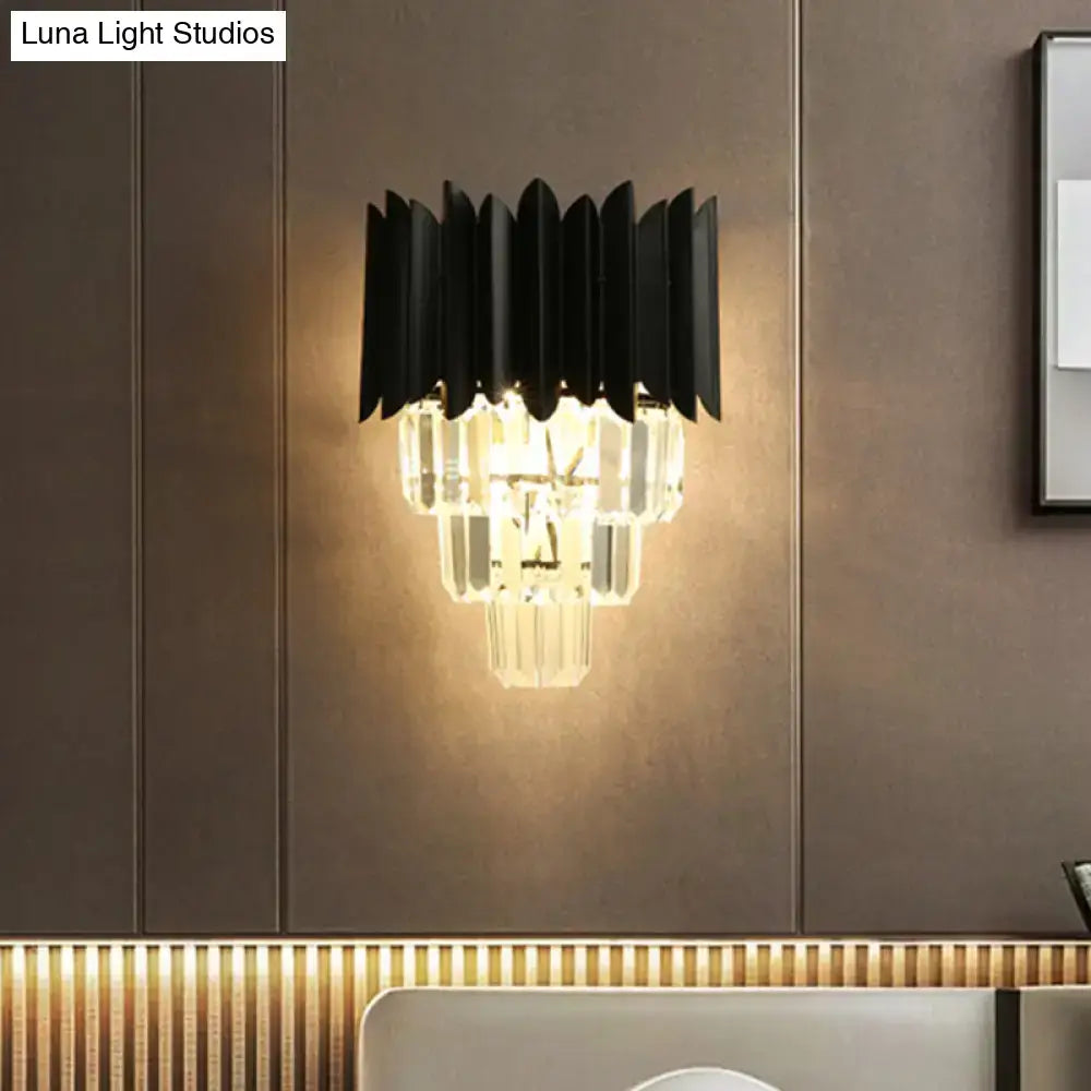 Black Crystal Prism Wall Sconce