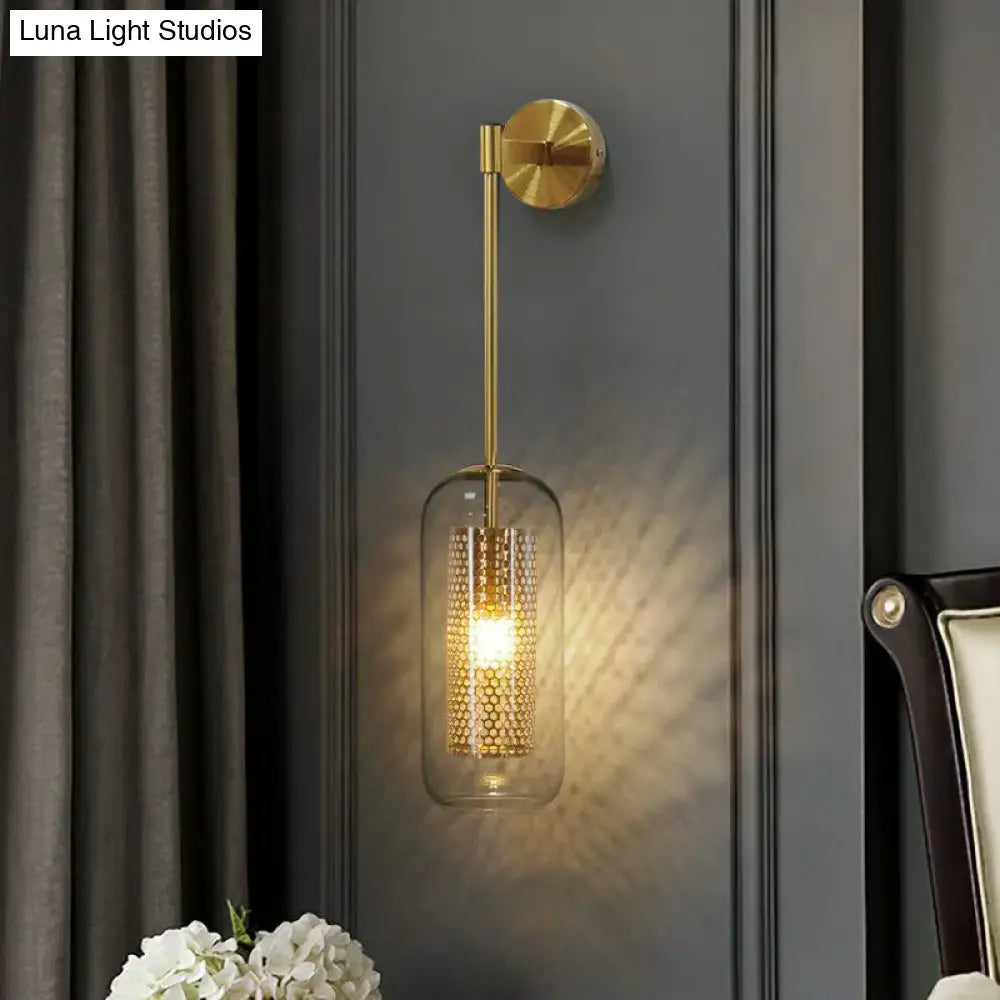 Black Glass Mesh Wall Sconce