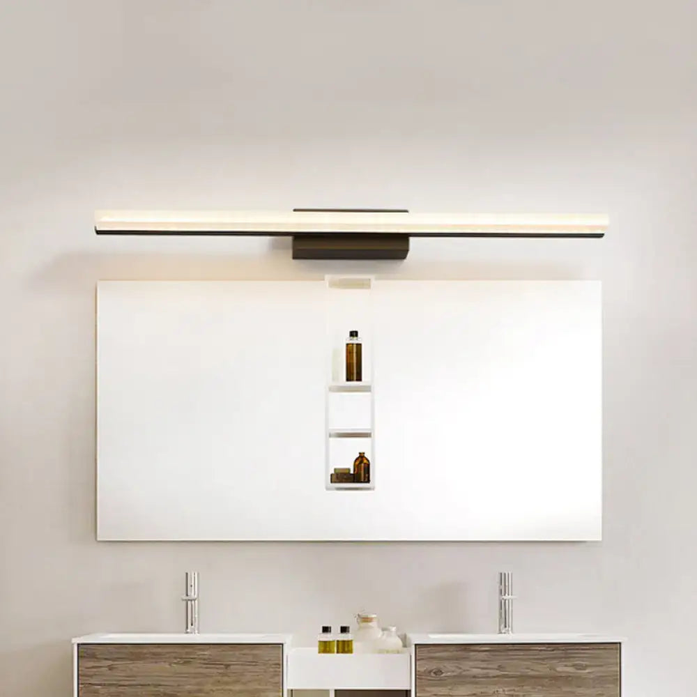 Black Linear Curved Bar Bathroom Sconce