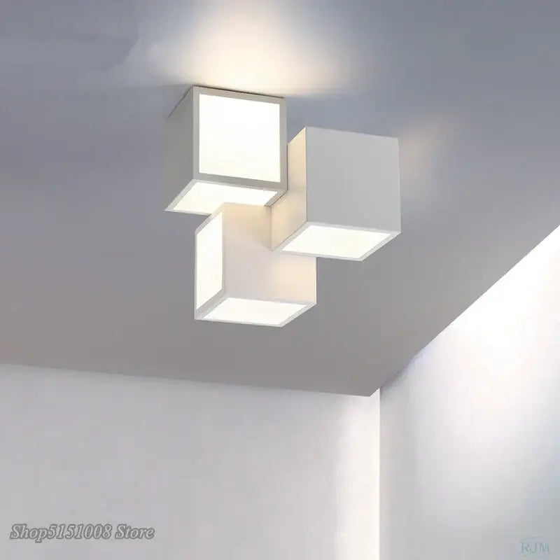 White Cube Ceiling Light
