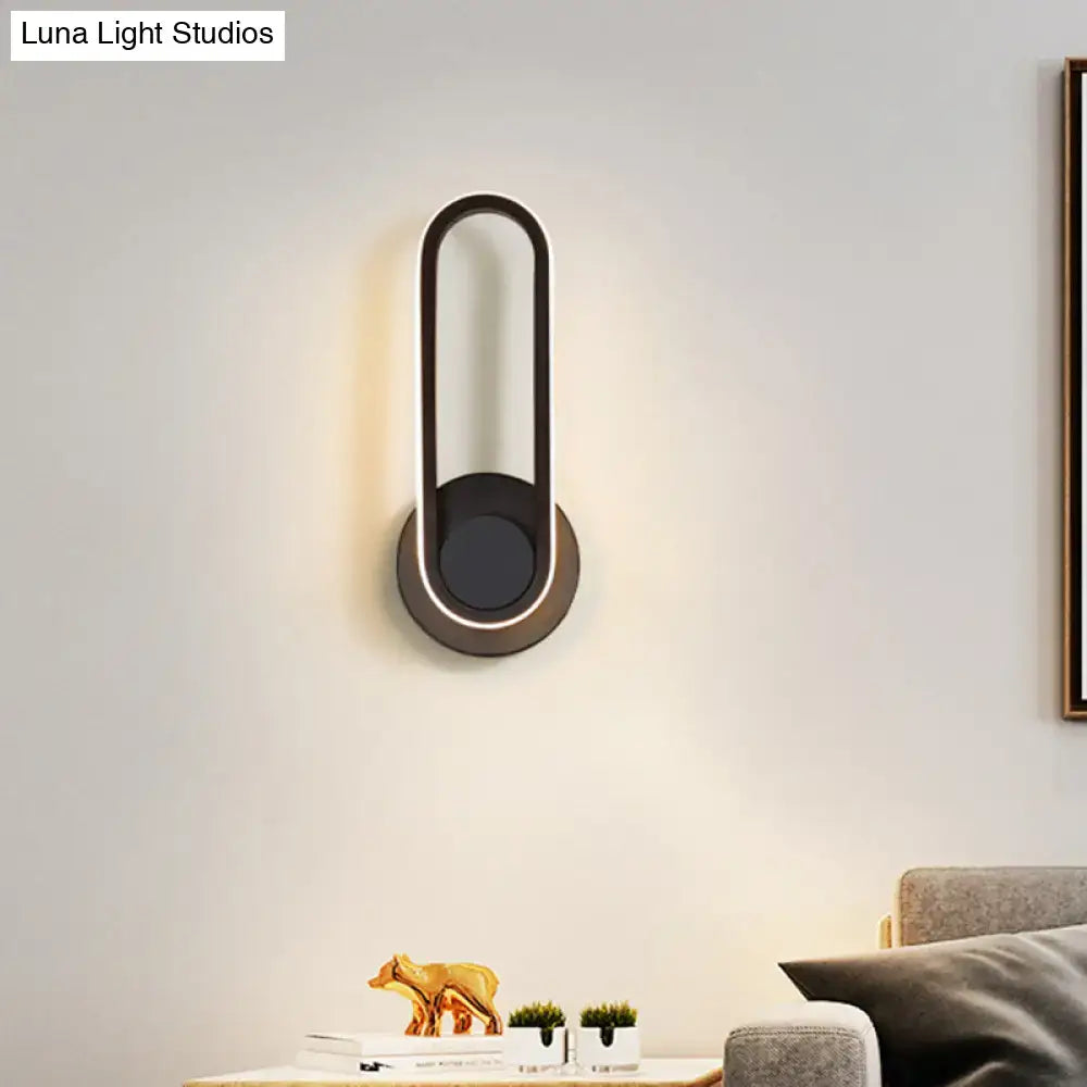 Black Aluminum Oval Frame Wall Sconce