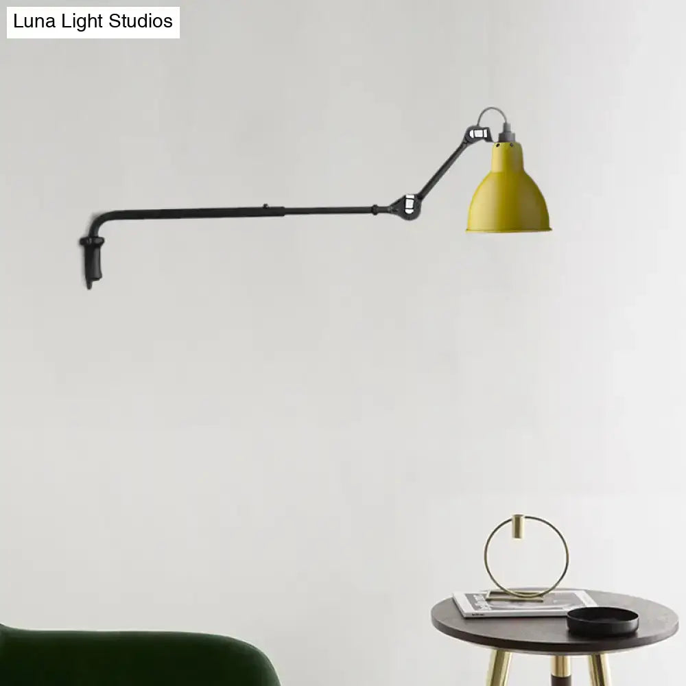 Black Articulated Adjustable-Arm Wall Lamp