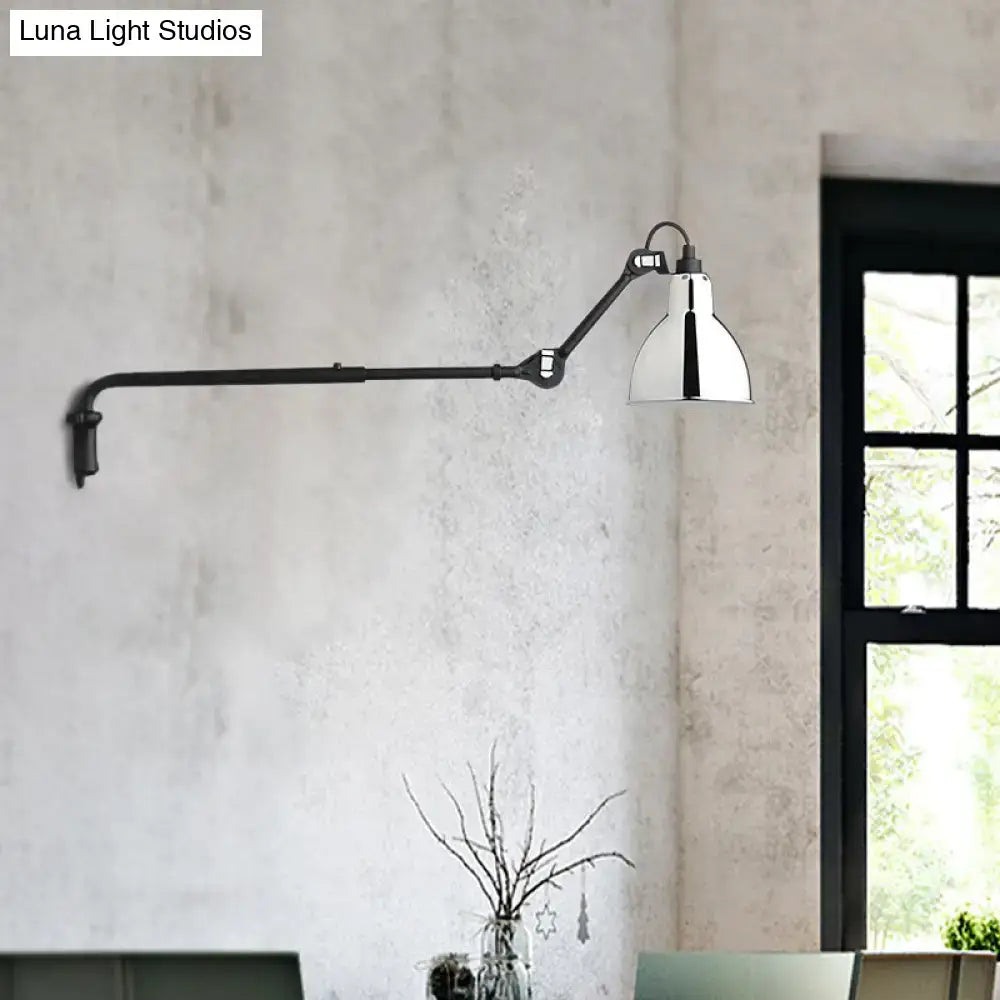 Black Articulated Adjustable-Arm Wall Lamp