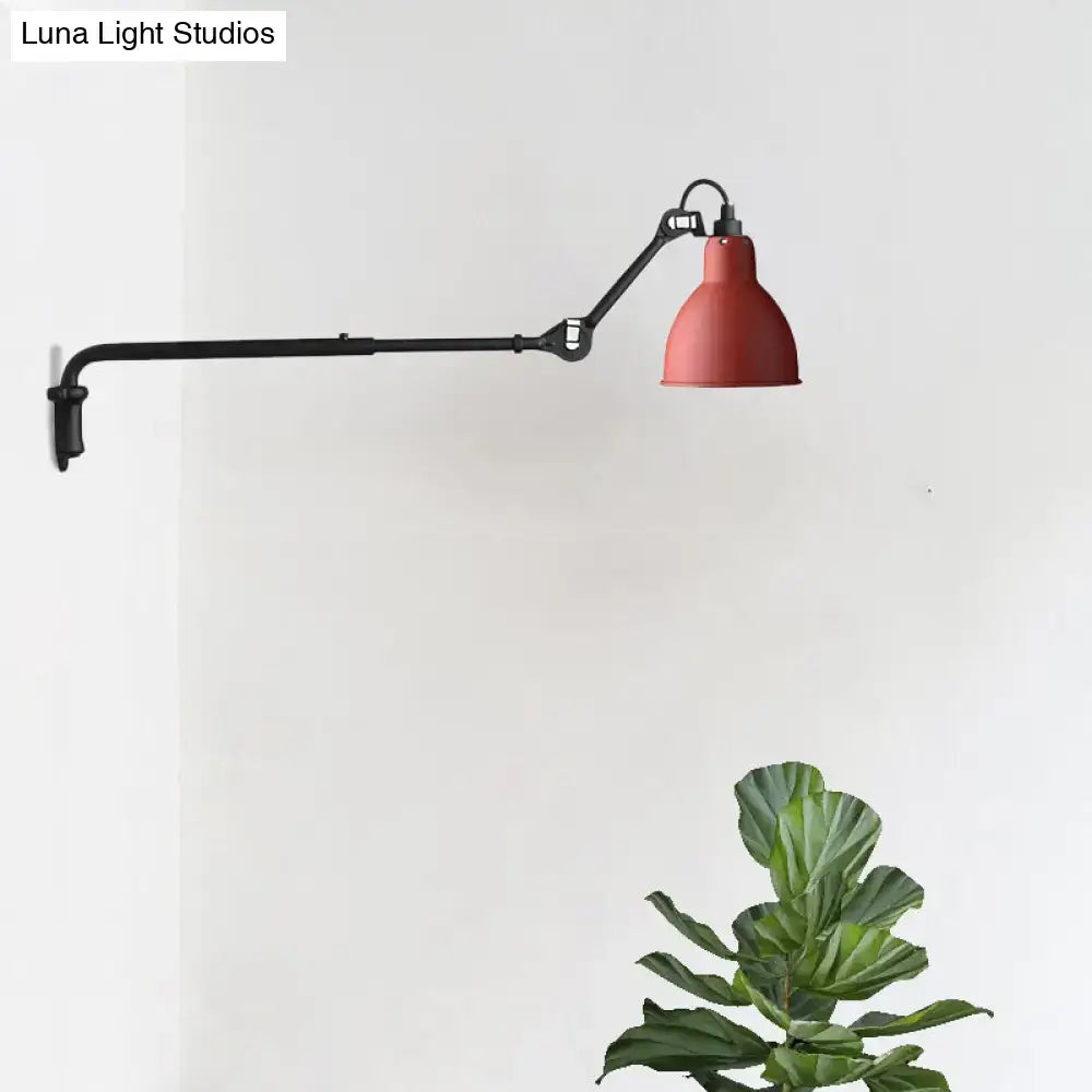 Black Articulated Adjustable-Arm Wall Lamp