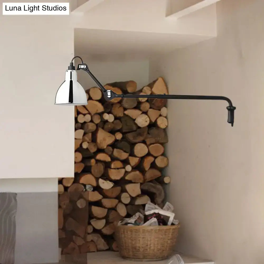 Black Articulated Adjustable-Arm Wall Lamp
