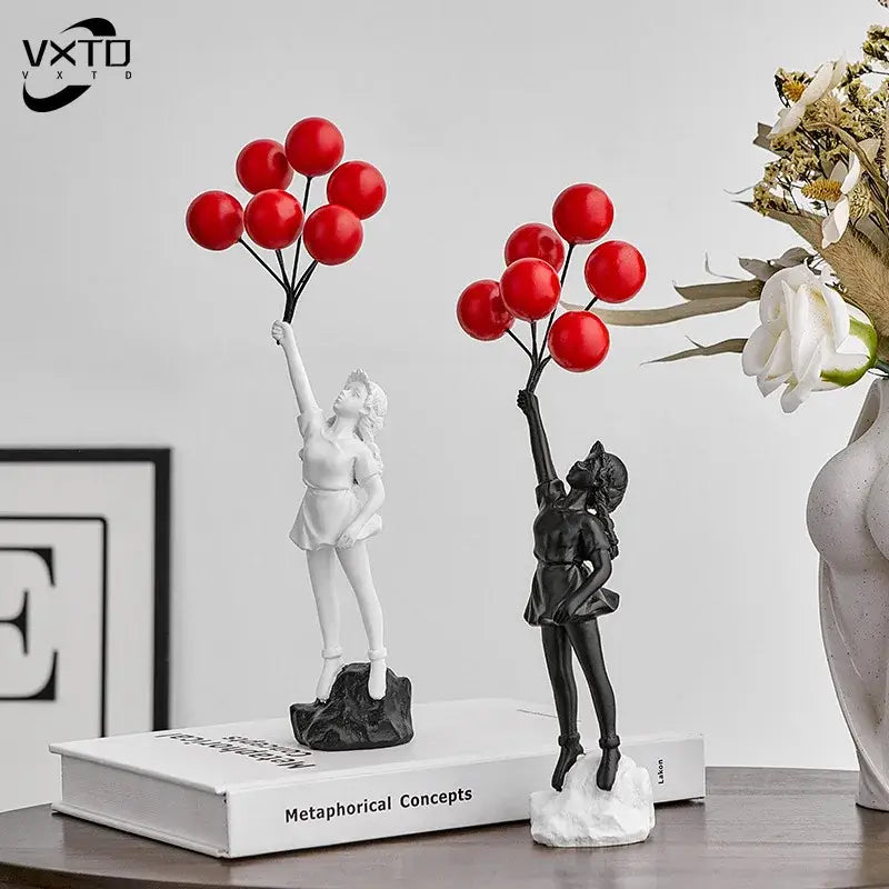 Black Balloon Girl Statue