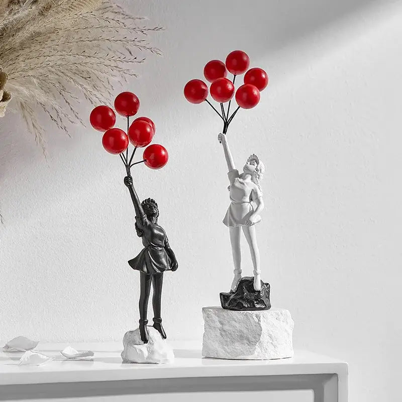 Black Balloon Girl Statue