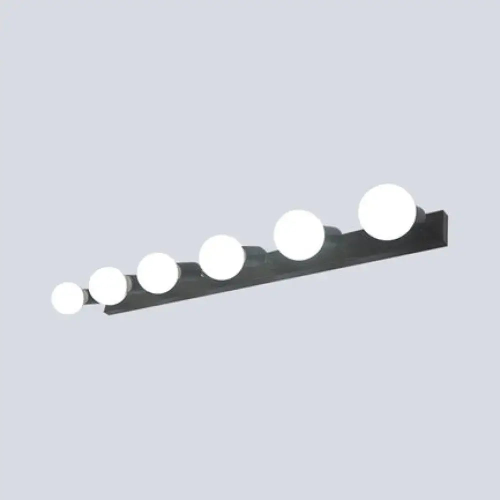 Black Iron Vanity Light Exposed Bulbs 3-6 Light