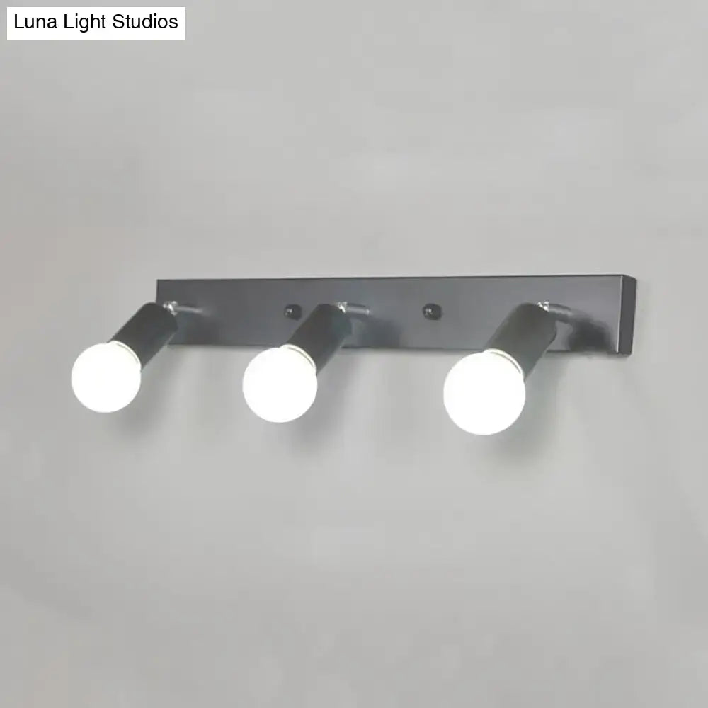 Black Iron Vanity Light Exposed Bulbs 3-6 Light