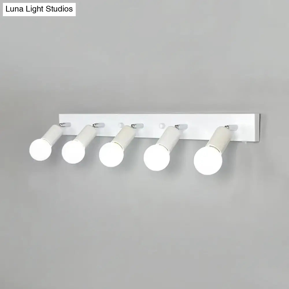Black Iron Vanity Light Exposed Bulbs 3-6 Light