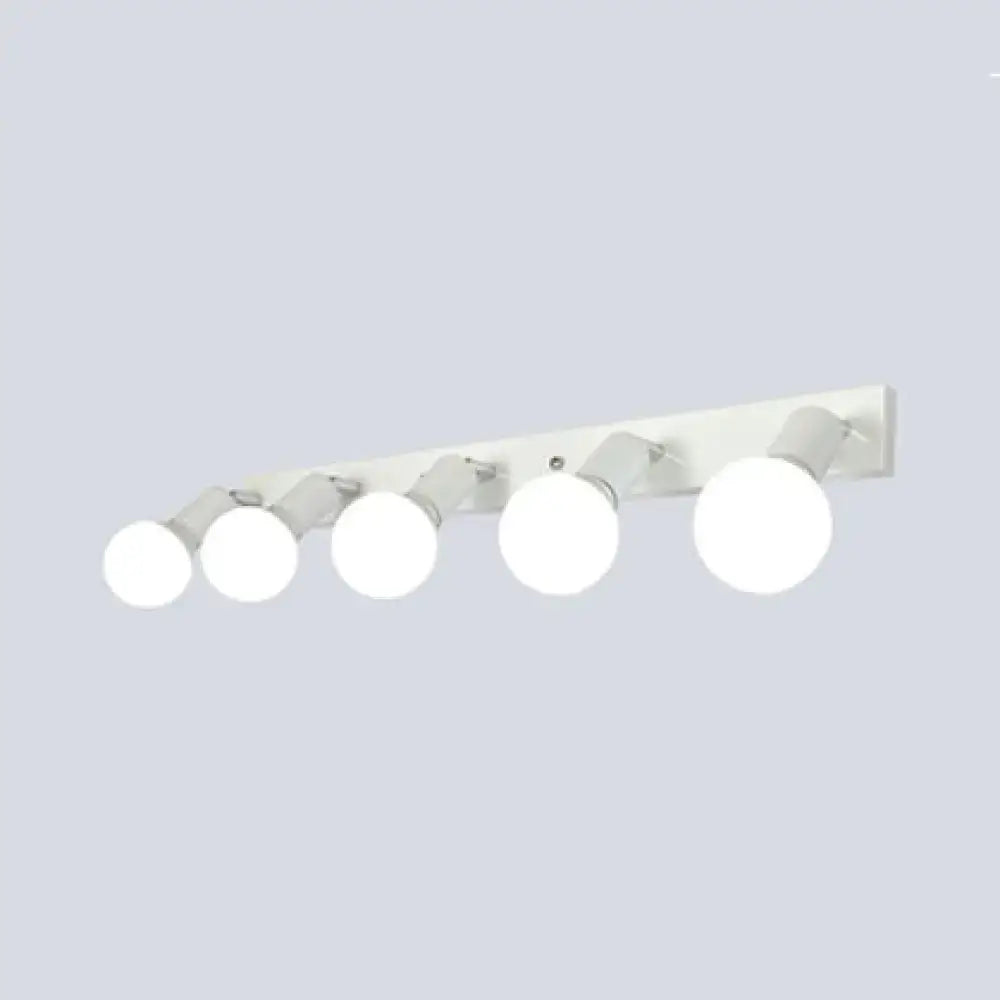 Black Iron Vanity Light Exposed Bulbs 3-6 Light