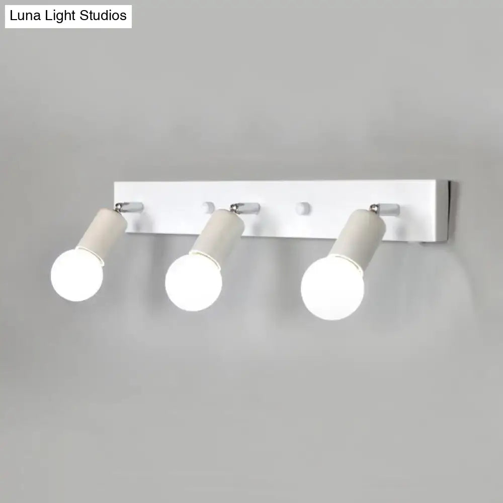 Black Iron Vanity Light Exposed Bulbs 3-6 Light