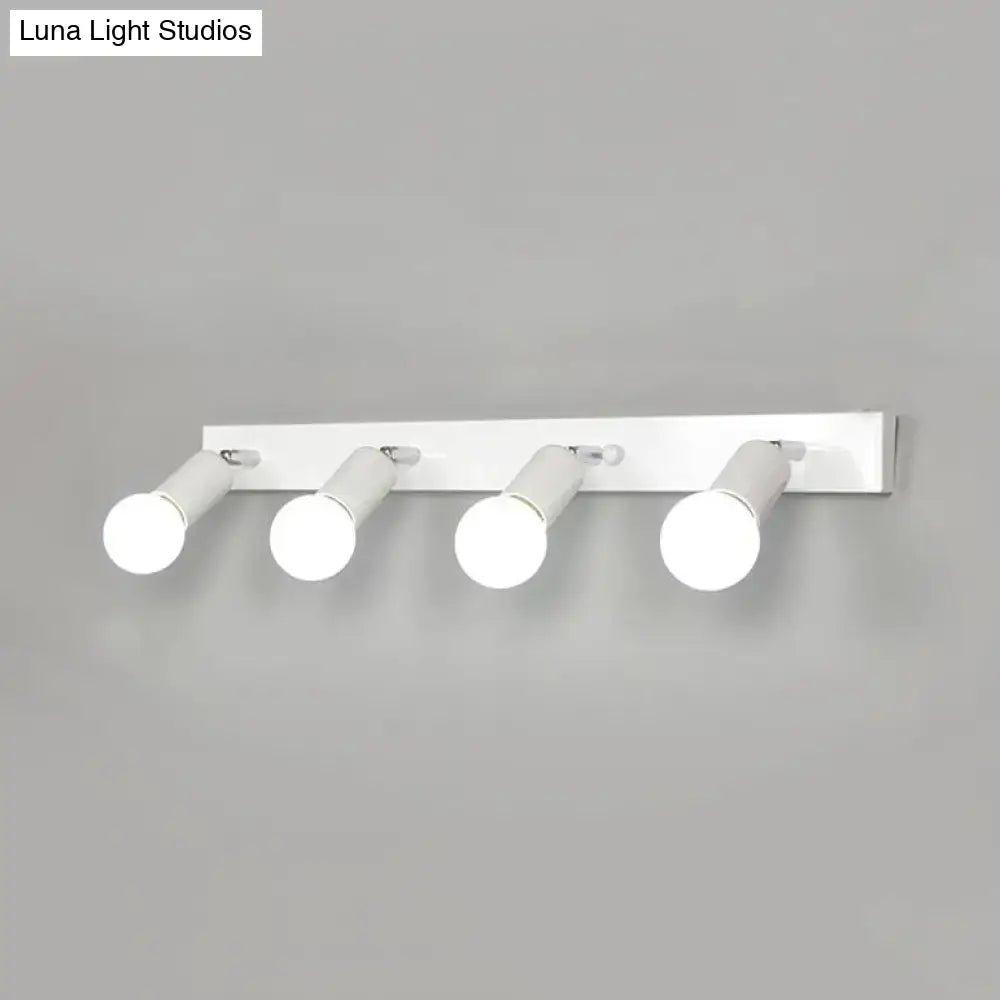 Black Iron Vanity Light Exposed Bulbs 3-6 Light