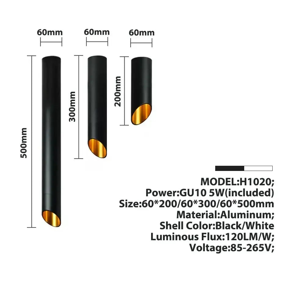 Black Cylindrical Ceiling Light
