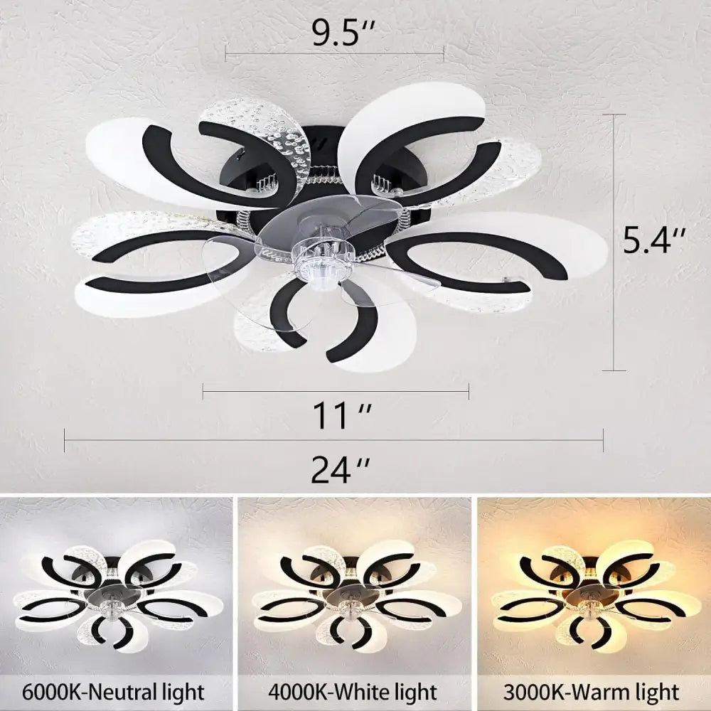 Black Floral Ceiling Fan