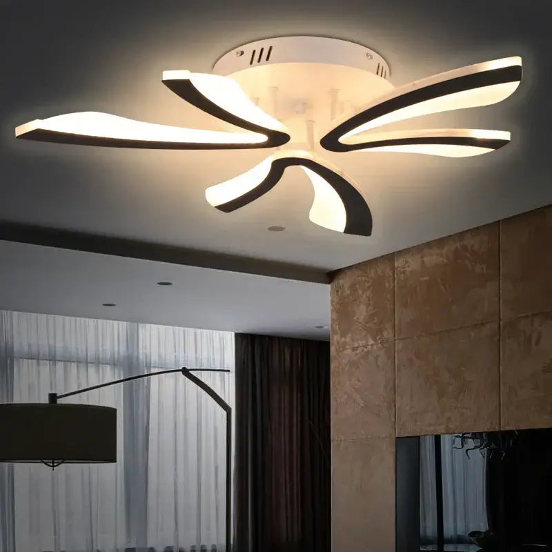 Black Floral 18-Petal LED Chandelier