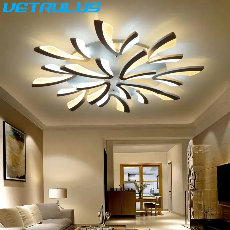 Black Floral 18-Petal LED Chandelier