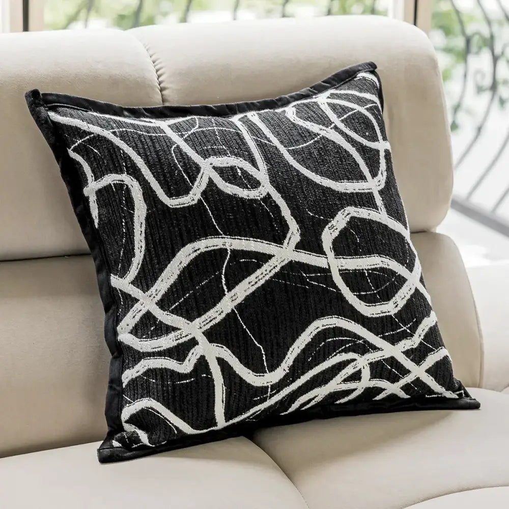 Black White Jacquard Cushion