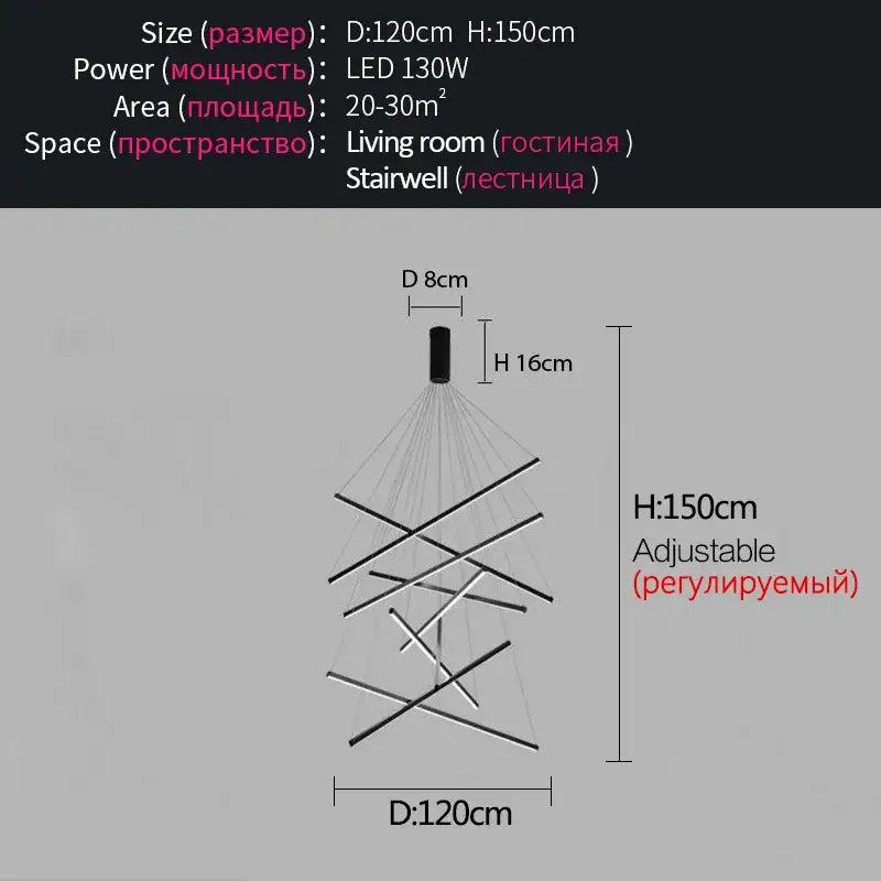 Black White LED Ceiling Lamp 9-Head Trichromatic