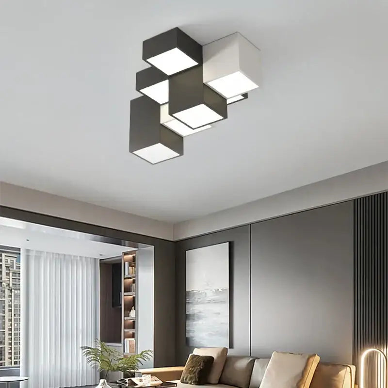 Black White Cube Ceiling Light