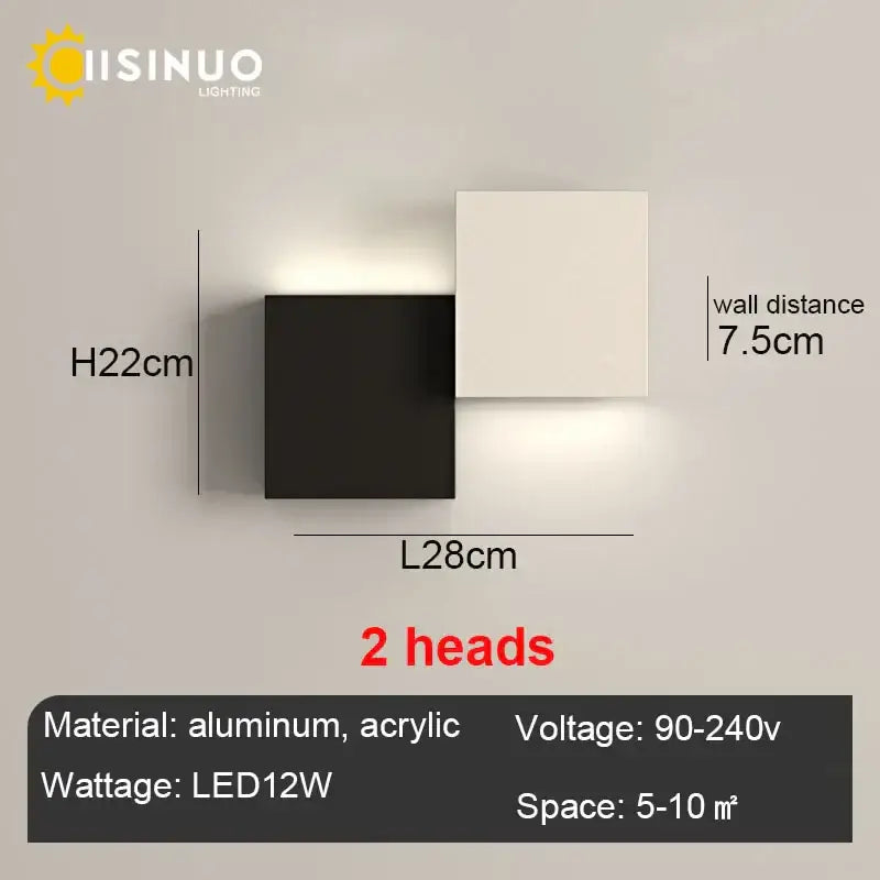 Black Geometric 5-Head Living Room Wall Sconce