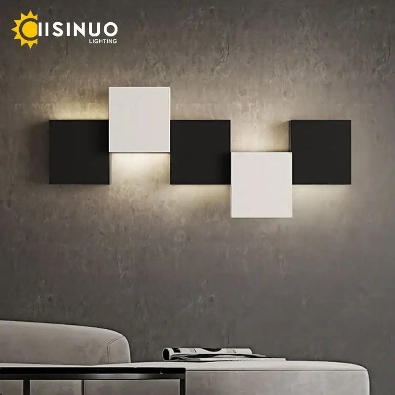 Black Geometric 5-Head Living Room Wall Sconce