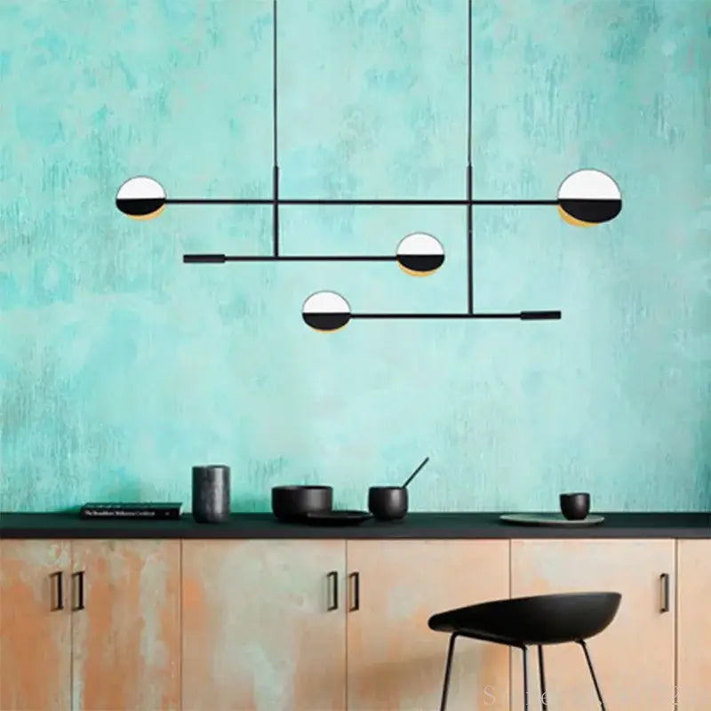 Black Iron 6-Head Geometric Pendant Light