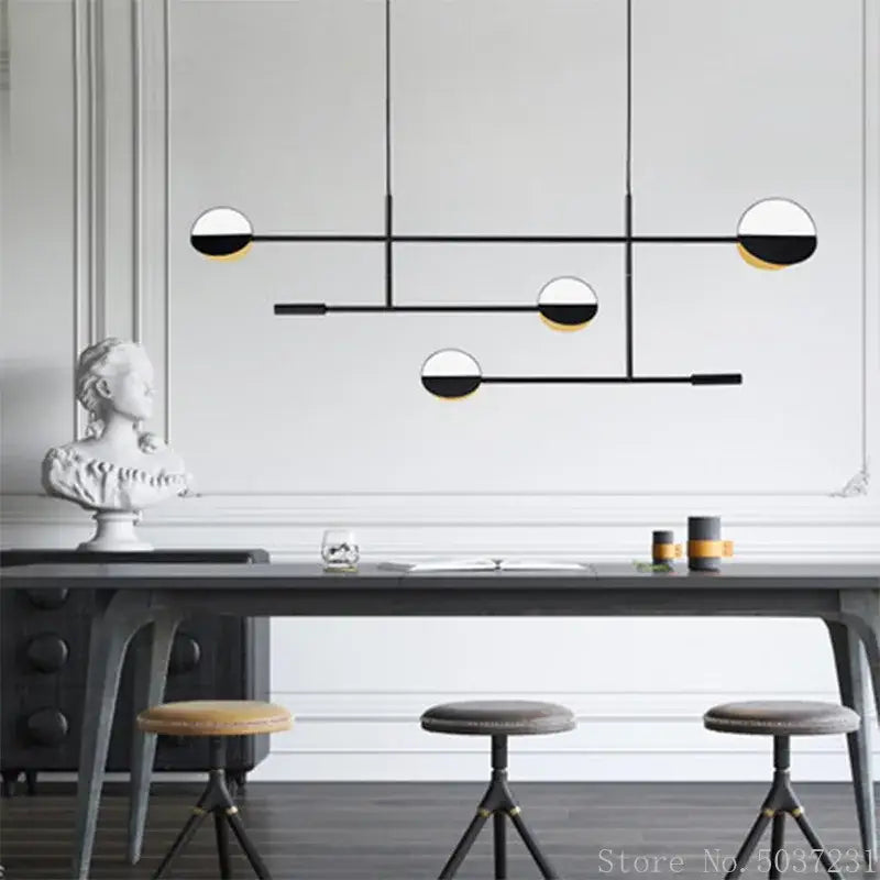 Black Iron 6-Head Geometric Pendant Light