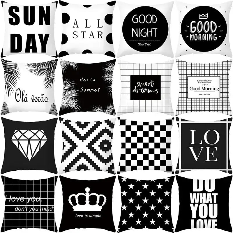 Black Geometry Cushion Cover