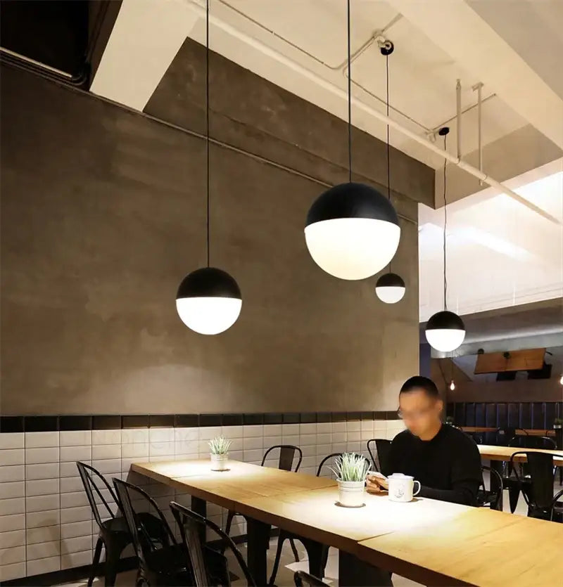 Black Glass Kitchen Pendant with Adjustable Length