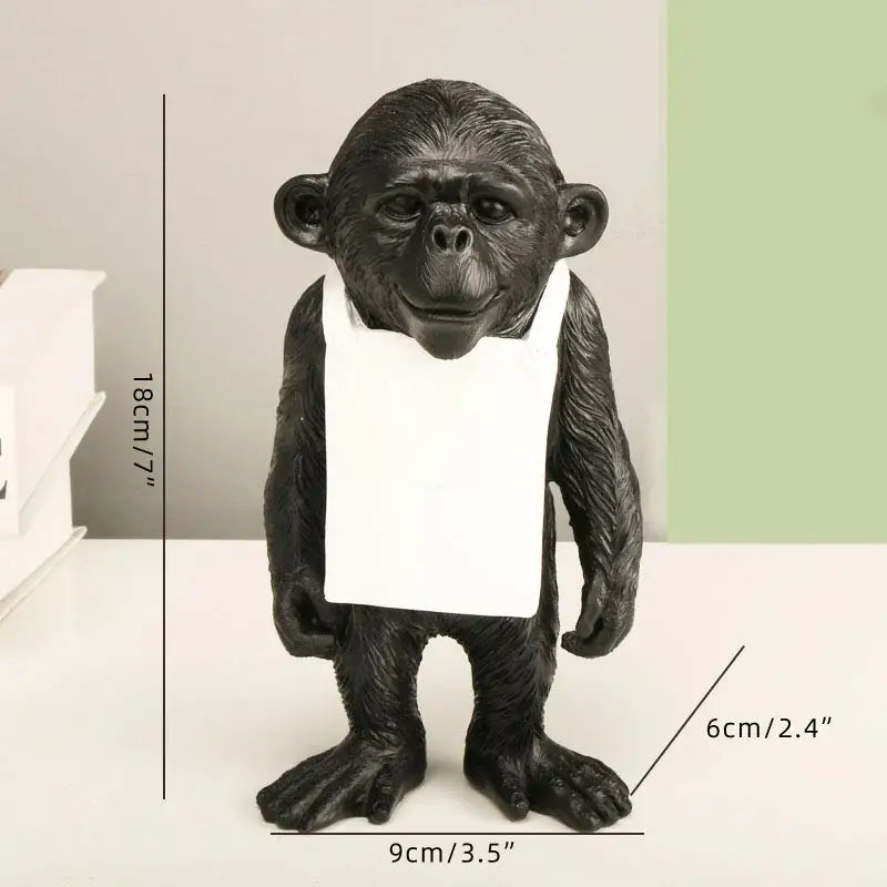 Black Resin Gorilla Sculpture