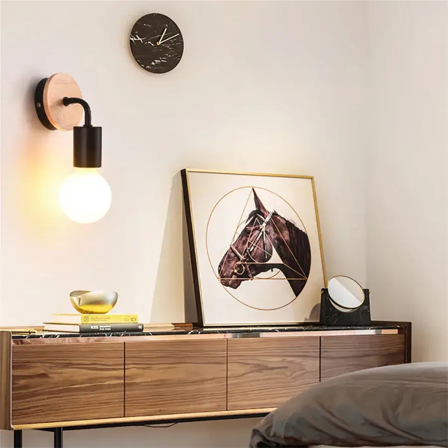 Black Iron Wall Sconce Alloy Construction for Bedrooms