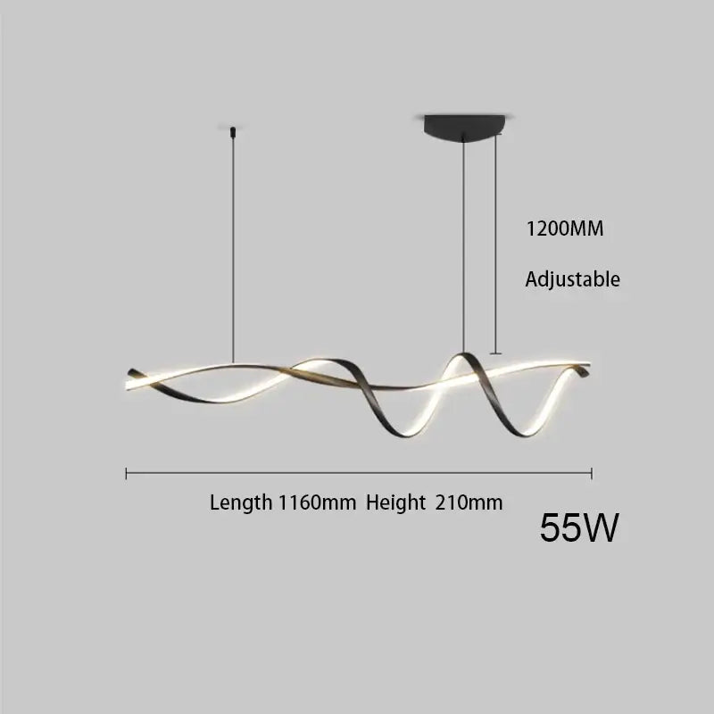 Black LED Pendant Chandelier Alexa 1160mm