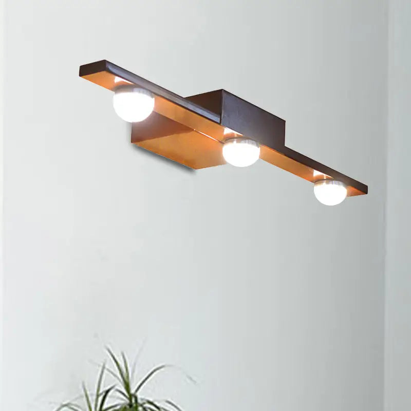 Black White Vanity Light Bold Linear Brown