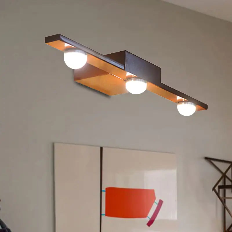 Black White Vanity Light Bold Linear Brown