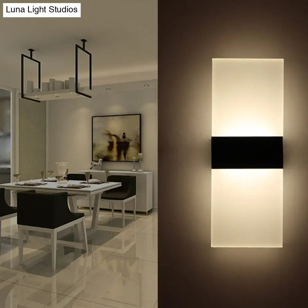 Black White Rectangular Sconce