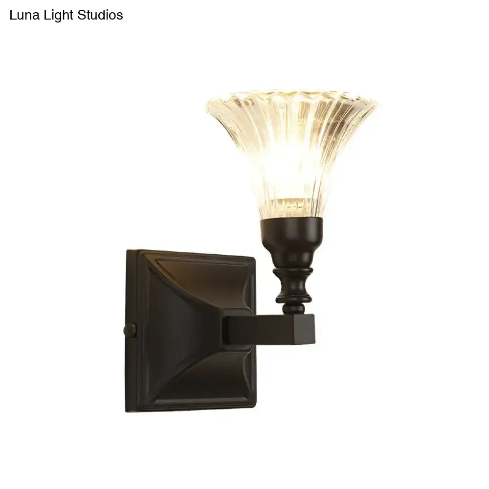 Black Flare Flush Sconce