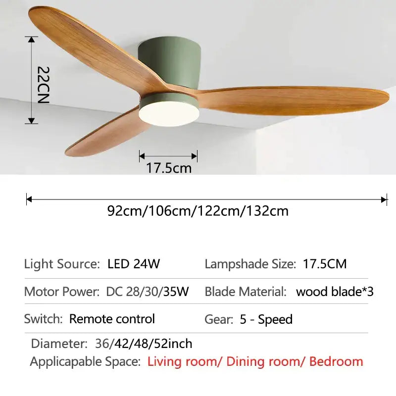 Green Wood Ceiling Fan