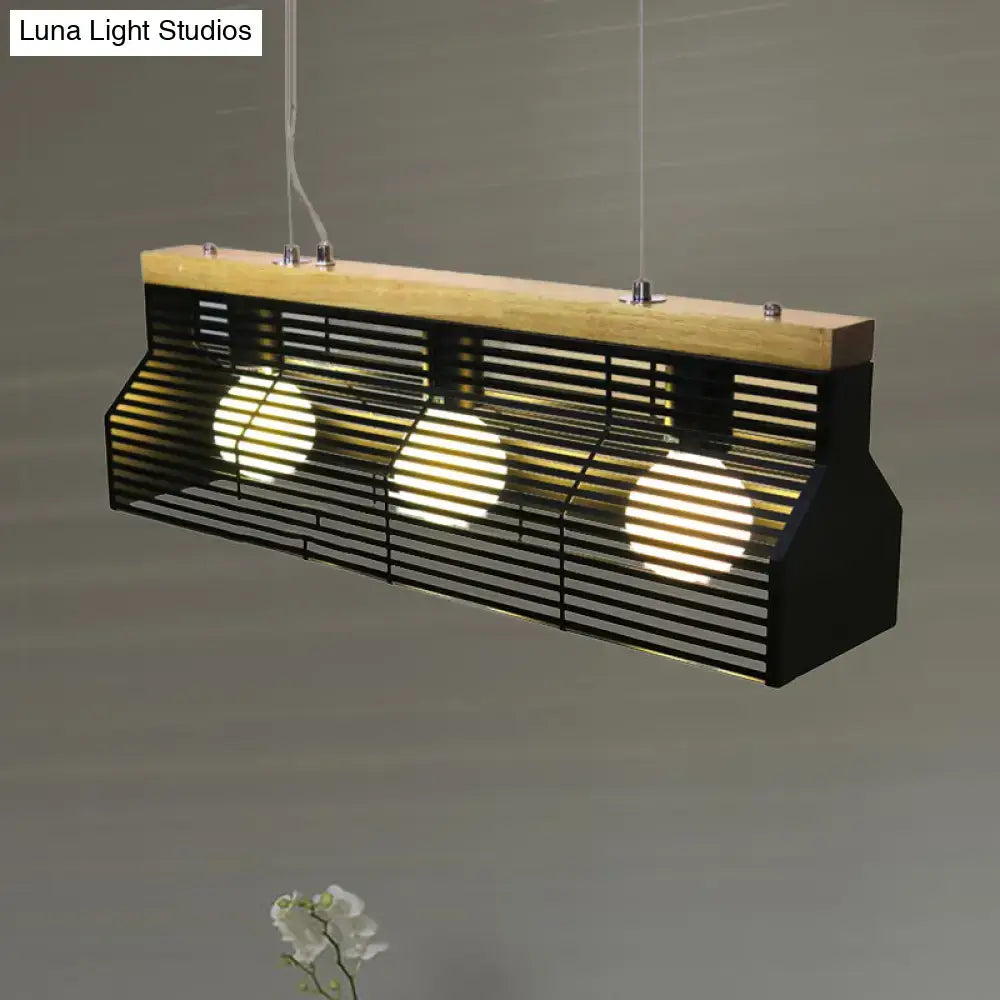 Black Slatted Pendant Light