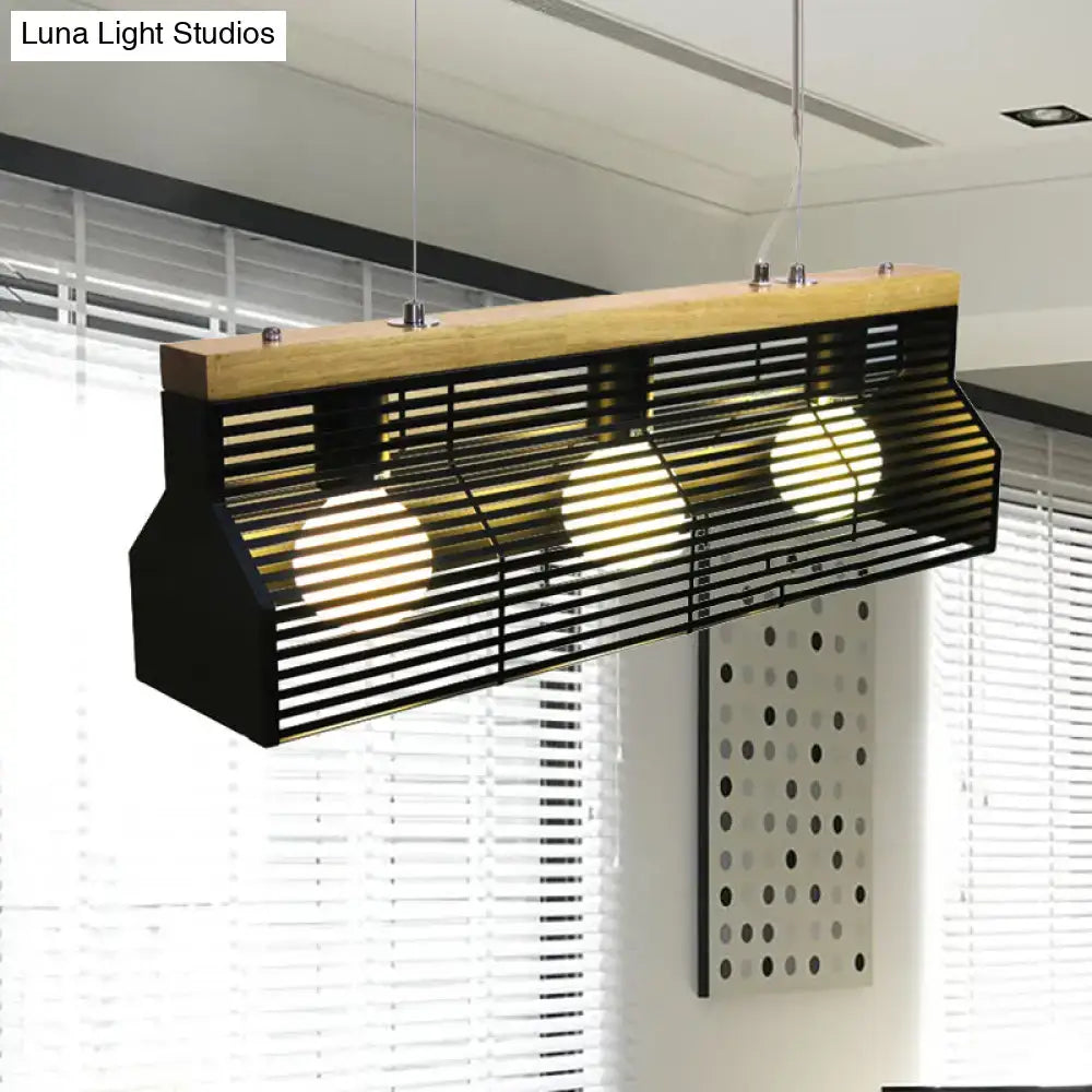 Black Slatted Pendant Light