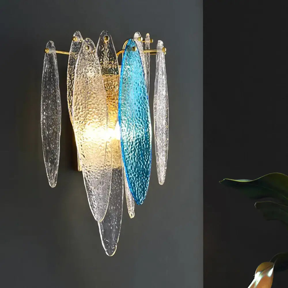 Blue Amber Glass Wall Sconce