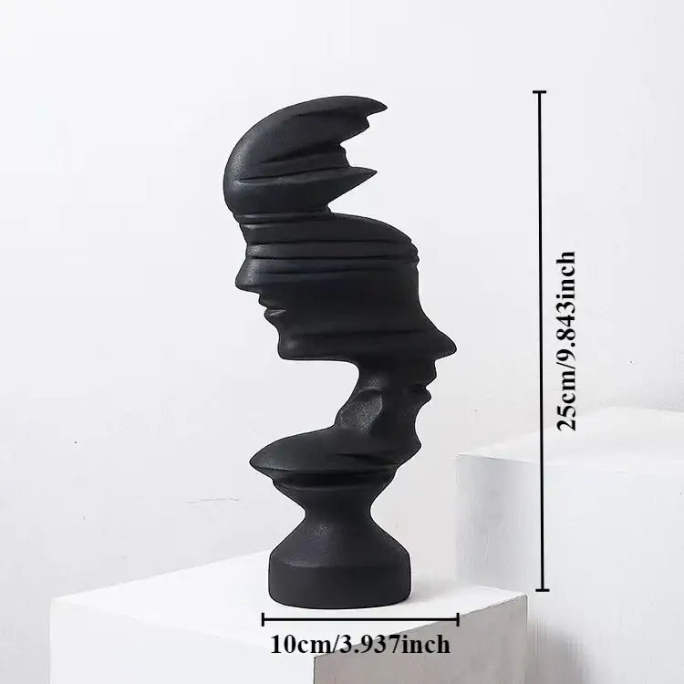 Blue Ceramic Face Sculpture