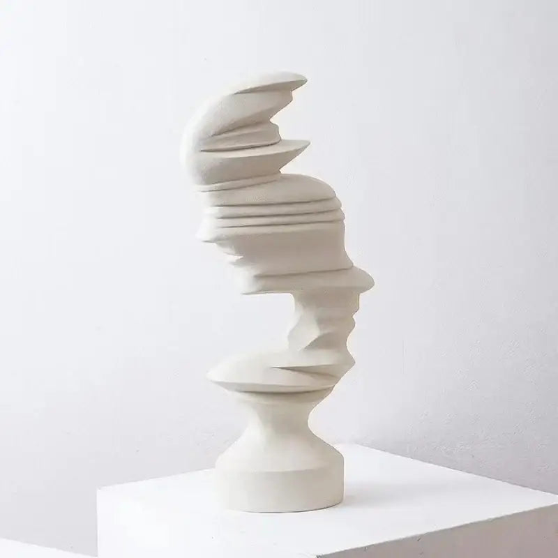 Blue Ceramic Face Sculpture