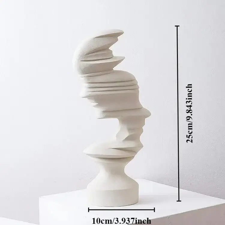 Blue Ceramic Face Sculpture