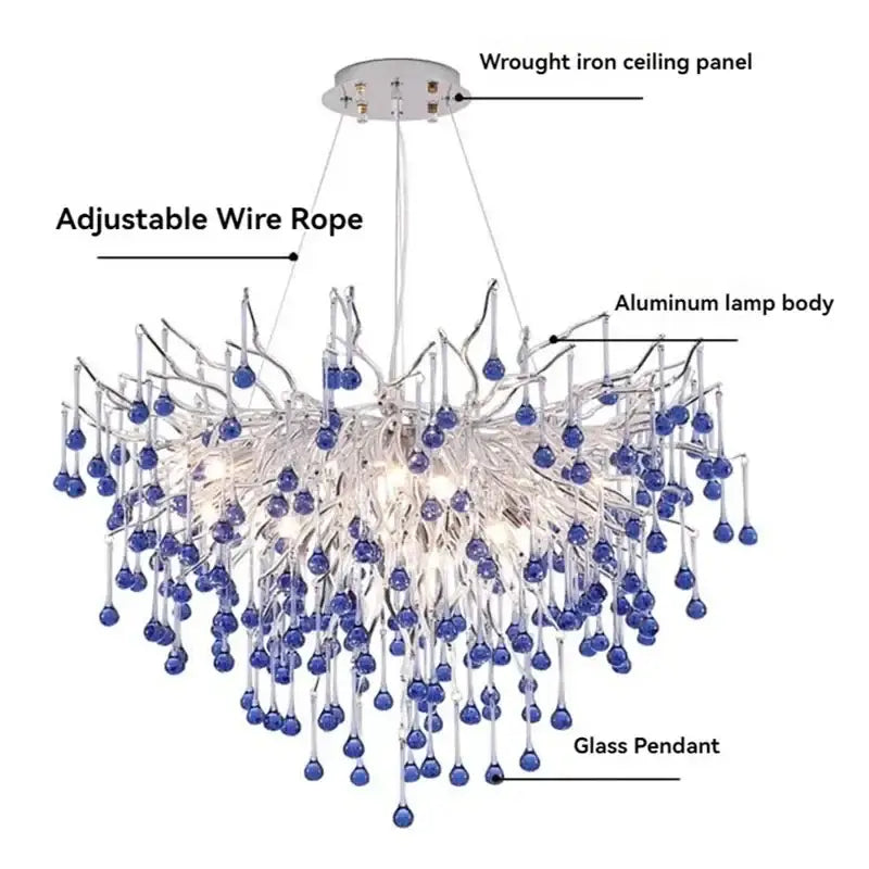 Blue Chrome Crystal Chandelier