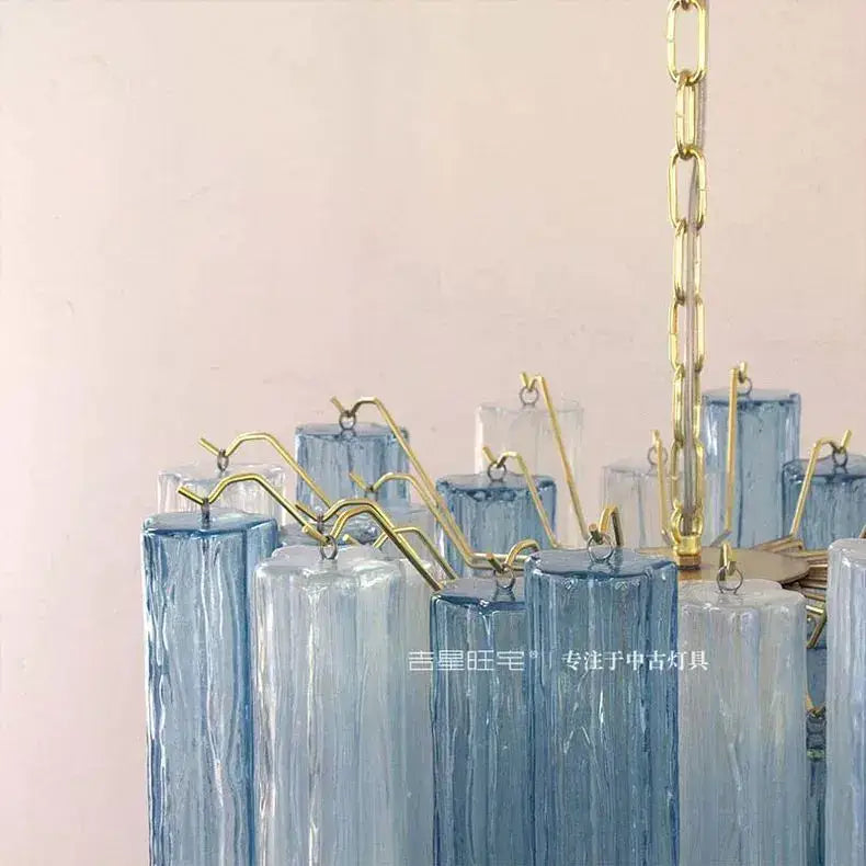 Blue Glass LED Chandelier