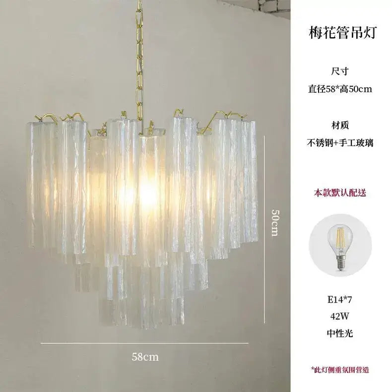 Blue Glass LED Chandelier