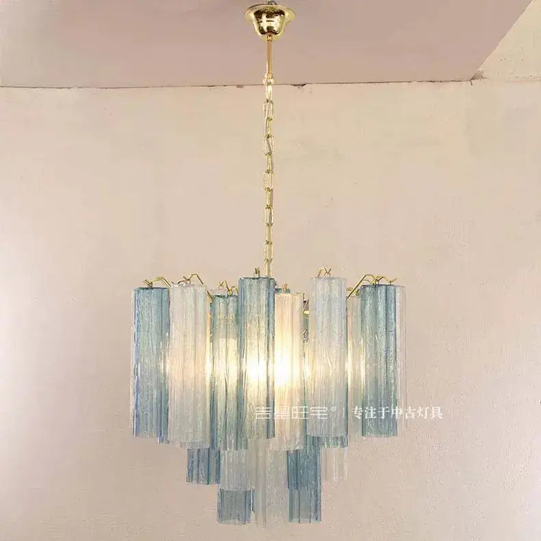 Blue Glass LED Chandelier